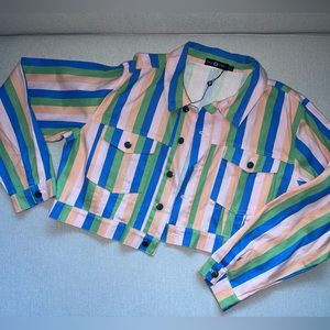 Striped colorful jean jacket